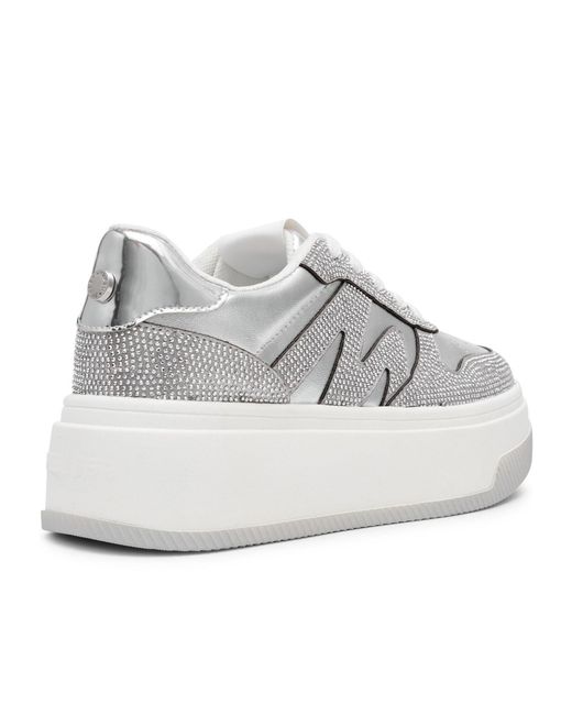 Steve Madden Gray Rhinestone-Embellished Platform Sneakers