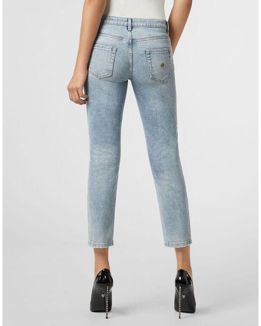 Philipp Plein Blue Logo Details Jeans