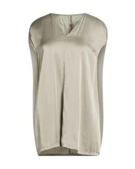 Rick Owens Gray Satin Short-Sleeved V-Neck Top