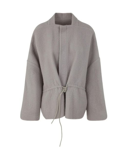 Rick Owens Gray Sail Wide-Sleeve Virgin Wool Jacket