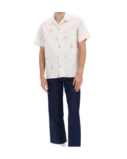 Paul Smith White Ps Paul Smith Abstract Printed Button-Up Shirt for men