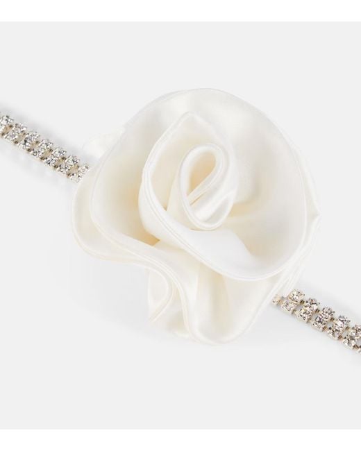 Magda Butrym White Floral-Appliqué Crystal-Embellished Choker