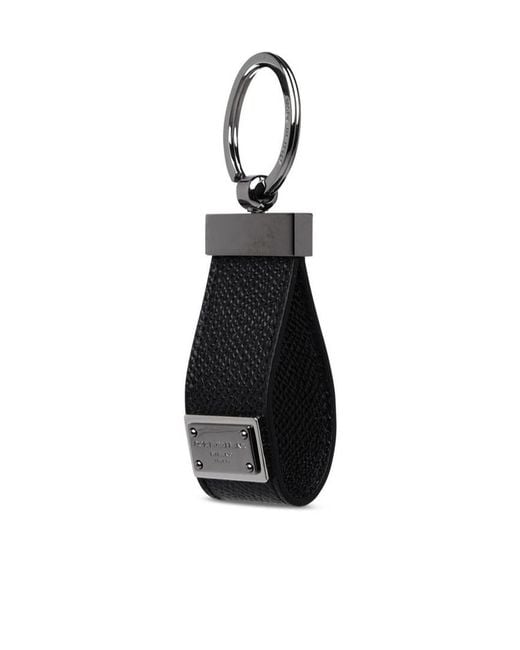 Dolce & Gabbana Black Logo Plaque Keyring for men