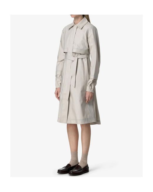 K-Way Gray Poplin Trench Coat