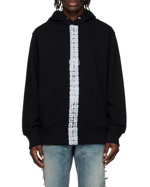 Givenchy Black 4G Tag Effect Drawstring Hoodie for men