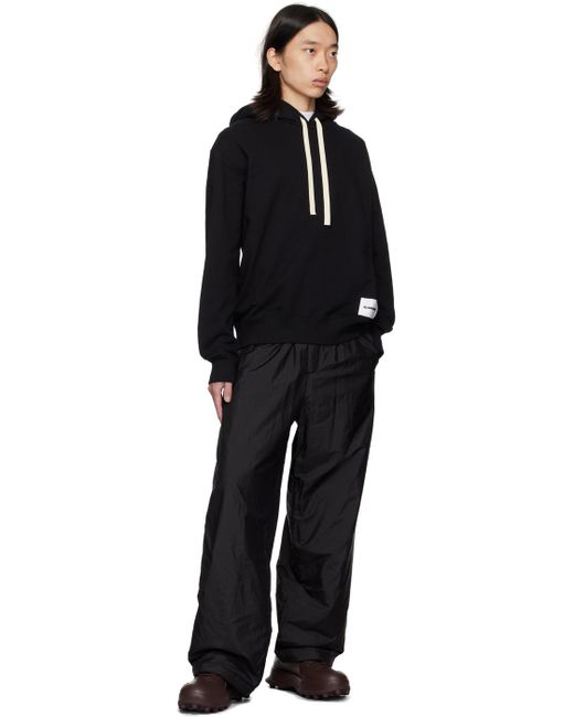 Jil Sander Black Logo Patch Long-Sleeved Hoodie for men