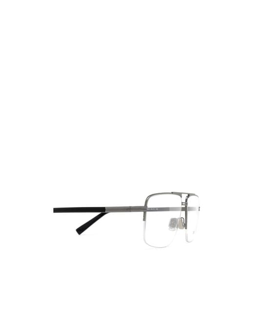 Zegna White Rectangular Pilot Frame Glasses for men
