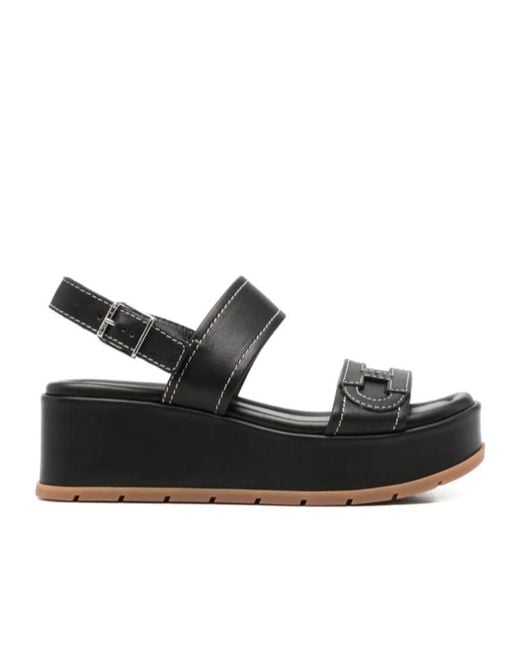 Hogan Black Buckled Sandals