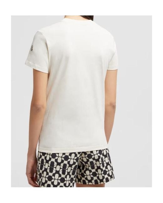 Moncler White Embroidered Logo T-Shirt