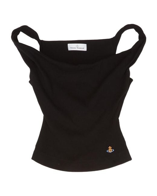 Vivienne Westwood Black Orb Embroidered Knitted Top