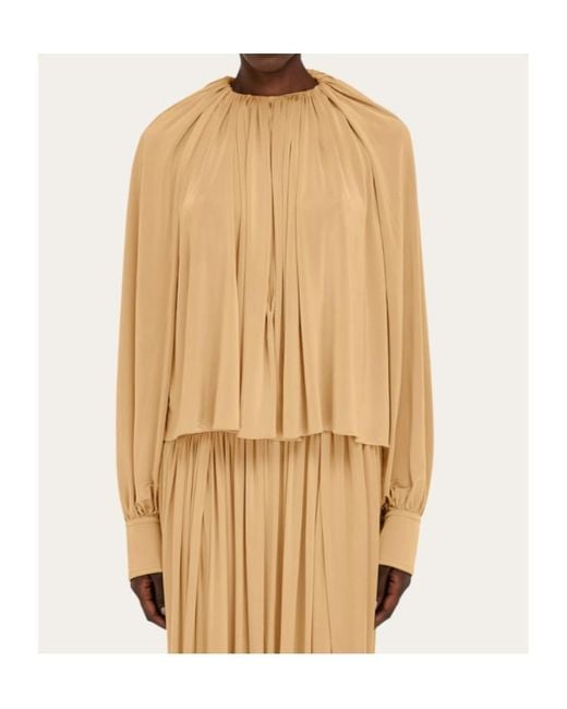 Ferragamo Natural Long-Sleeve Blouse