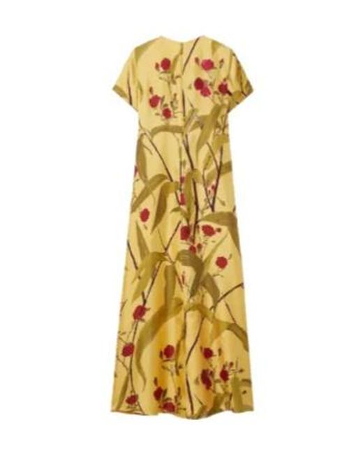 LaDoubleJ Metallic Floral-Print Swing Midi Day Dress