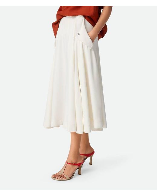 Bottega Veneta White Pleated Midi Skirt