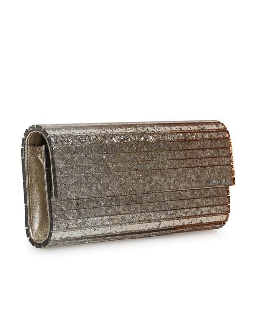 Jimmy Choo Gray Sweetie Glitter Chain-Linked Clutch Bag