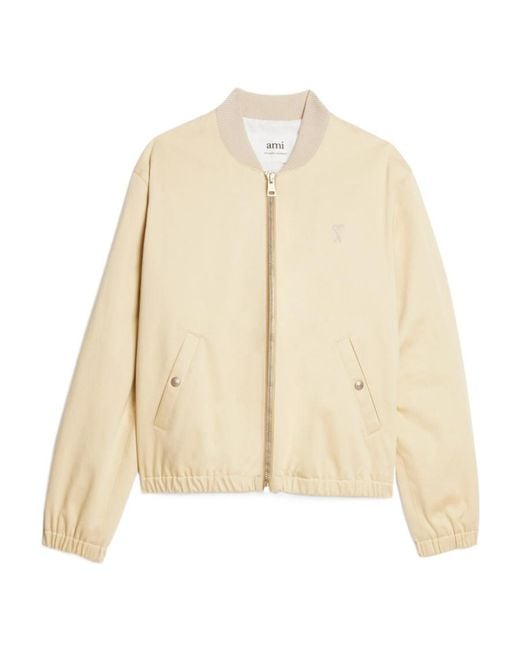 AMI Natural Ami De Coeur Zipped Bomber Jacket for men