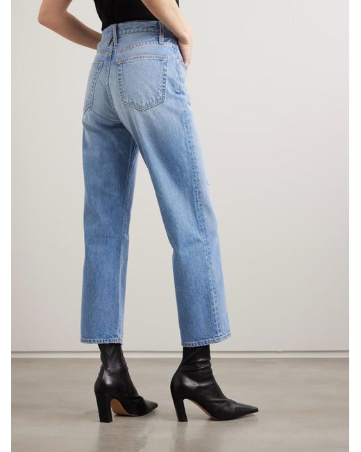 SLVRLAKE Denim Blue London High-Waisted Straight Leg Jeans