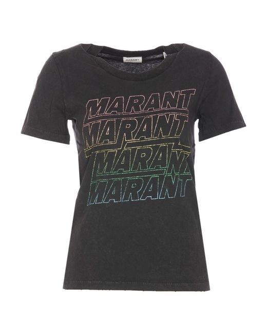 Isabel Marant Black Isabel Marant Étoile Ziliani Logo Printed Crewneck T-Shirt