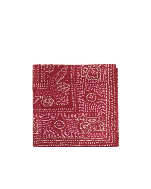 Isabel Marant Red Dotted Print Scarf