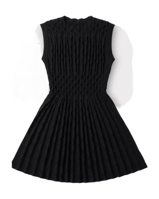 Alaïa Black Round Neck Dress