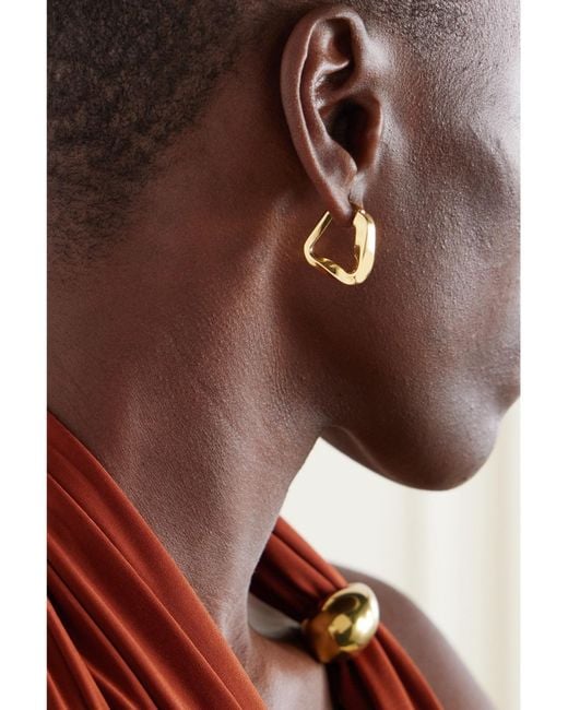 Bottega Veneta Metallic Small Twist Triangle Hoop Earrings