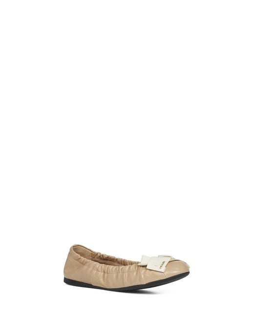 Prada Natural Bow Ballet Flats