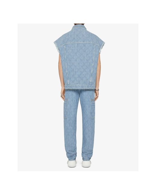 Givenchy Blue 4G Denim Button-Up Vest for men