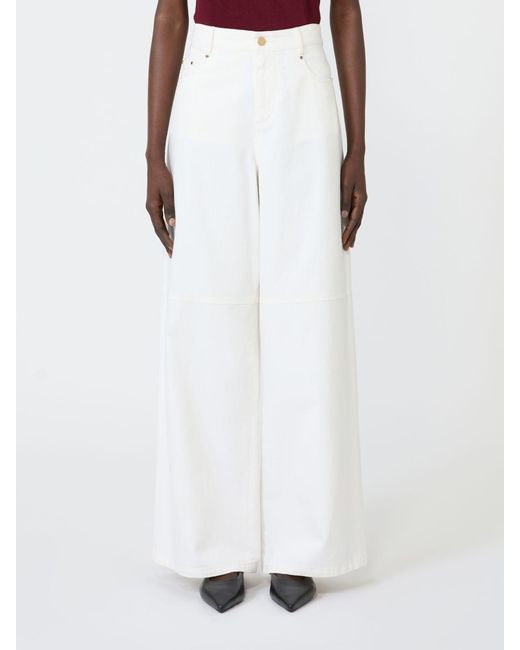 Max Mara White Cotton Bull Trousers