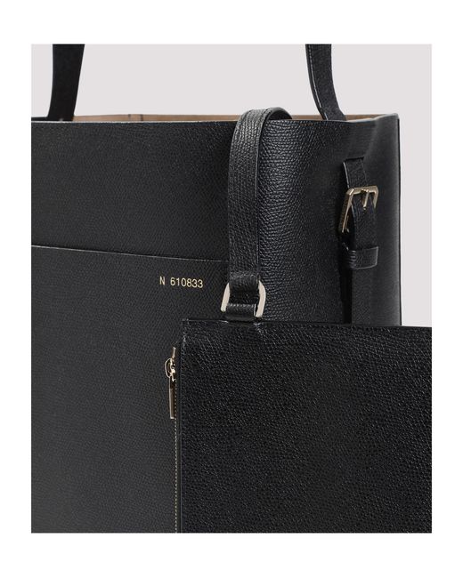 Valextra Black Open Top Medium Bucket Bag