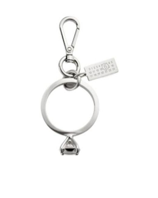 MM6 by Maison Margiela White Polished Palladium Clip Keyring for men