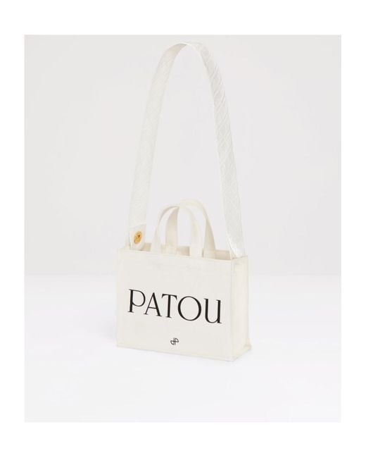 Patou White Small Logo-Printed Top Handle Bag