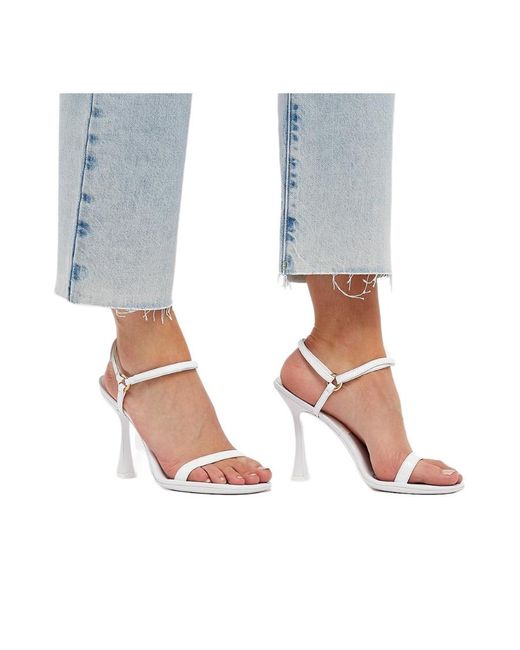 By Far White Mia Buckle Detail Strappy Heeled Sandals