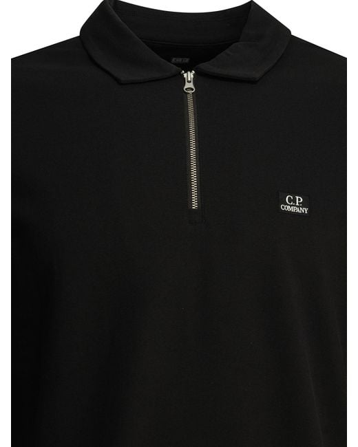 C P Company Black Long-Sleeve Polo Shirt for men