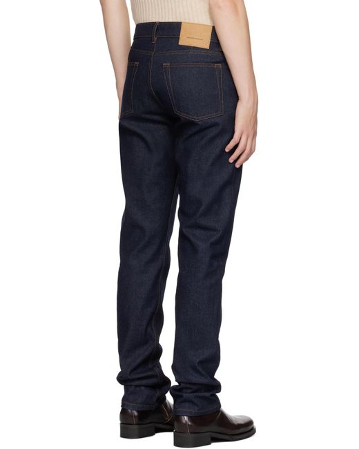 AMI Blue Ami Logo Patch Straight-Leg Jeans for men