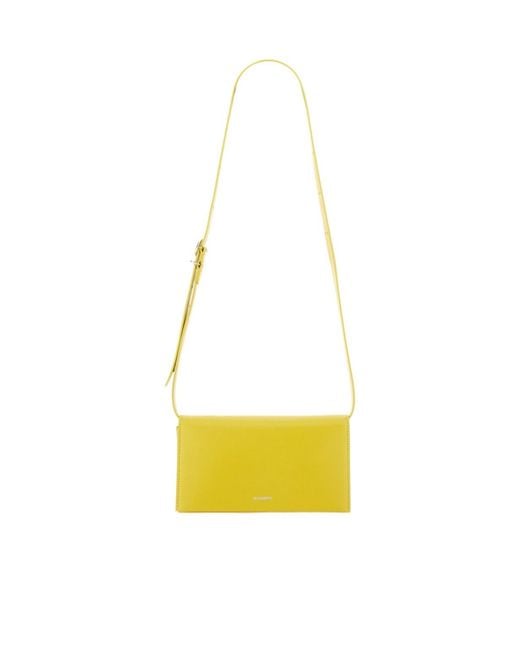 Jil Sander Yellow All-Day Logo Stamp Shoudler Bag