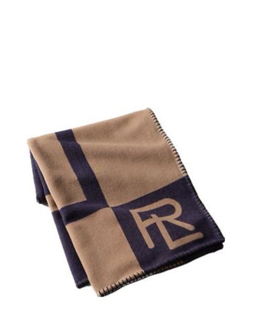 Ralph Lauren Brown Northam Colour-Block Wool Blanket for men