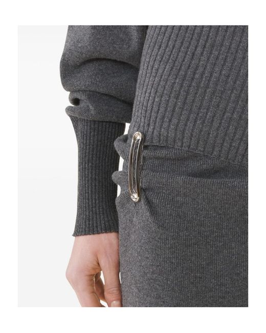 Lanvin Gray Turtleneck Knitted Long Dress