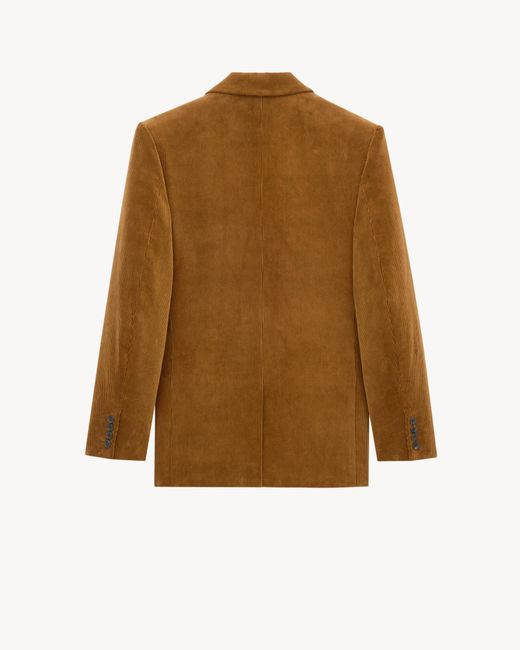 Saint Laurent Brown Double-Breasted Corduroy Jacket