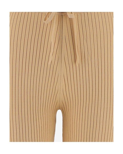 Nanushka Natural Ribbed Knitted Cropped Pants
