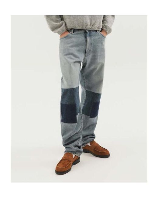 1989 STUDIO Blue Patchwork Straight-Leg Jeans for men
