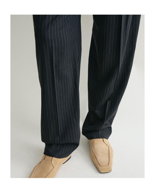 Totême  Black Totême Pleat Detailed Pinstriped Trousers