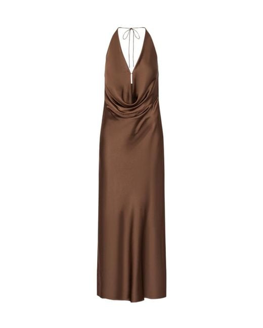 ROTATE BIRGER CHRISTENSEN Brown Chiffon Halter Dress