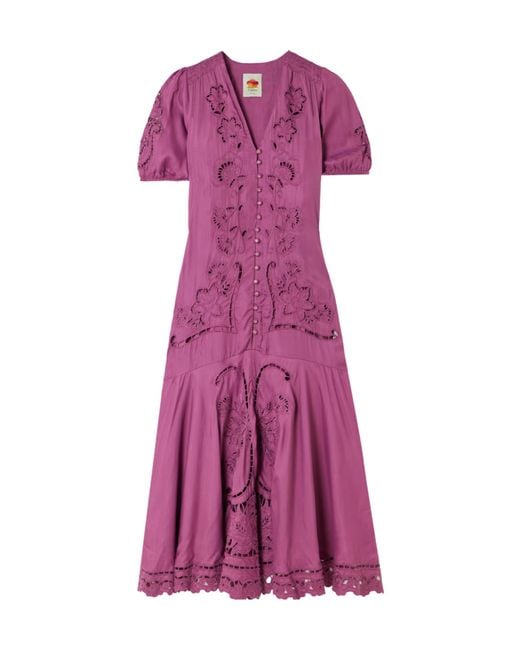 Farm Rio Purple Richilieu Sateen Maxi Dress