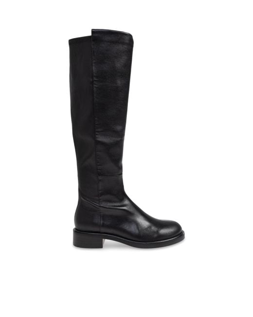 Stuart Weitzman Black Round-Toed Boots
