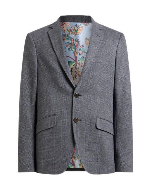 Etro Gray Lapel Long-Sleeved Suit Jacket for men
