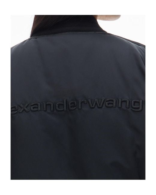 Alexander Wang Blue Logo Embroidered Bomber Jacket