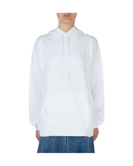 Balenciaga White Logo Hooded Sweater