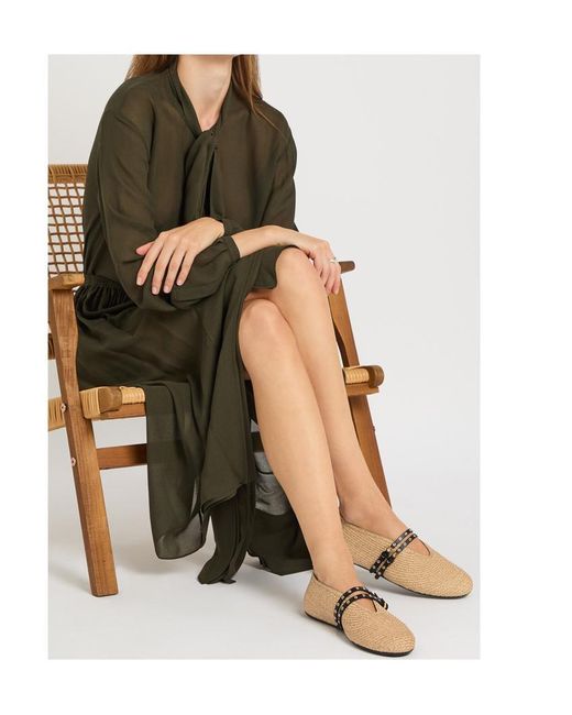 Alaïa Natural Raffia Ballet Flats
