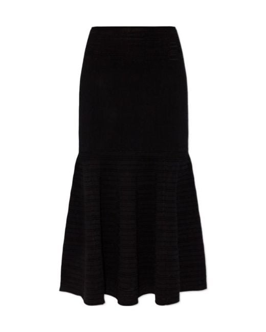 Victoria Beckham Black Fit And Flare Midi Skirt