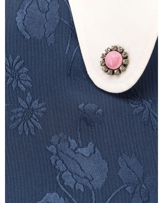 Valentino Blue Floral Patterned Button-Up Top