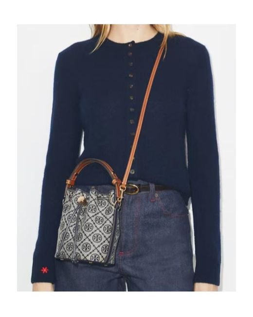 Tory Burch Black T Monogram Mini Bucket Bag